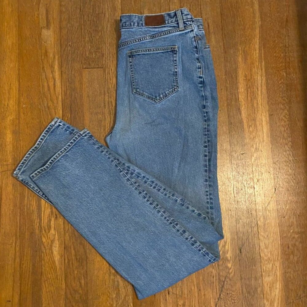 Lands End High Rise Straight Cotton Denim Jeans Women Size 14T